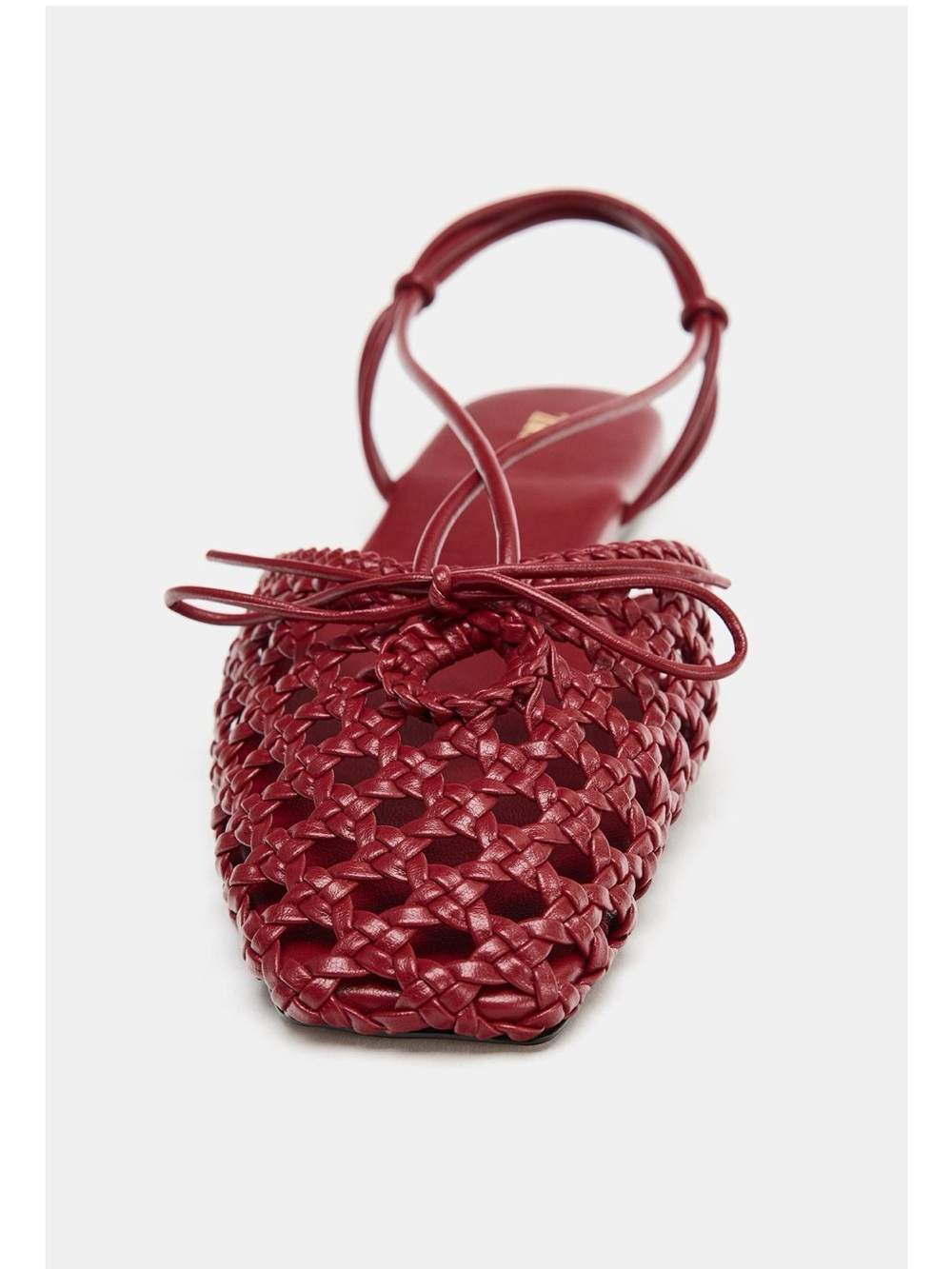 Zara Woven Slingback Fisherman Flat Sandals Burgundy Red NWT - Picture 3 of 9